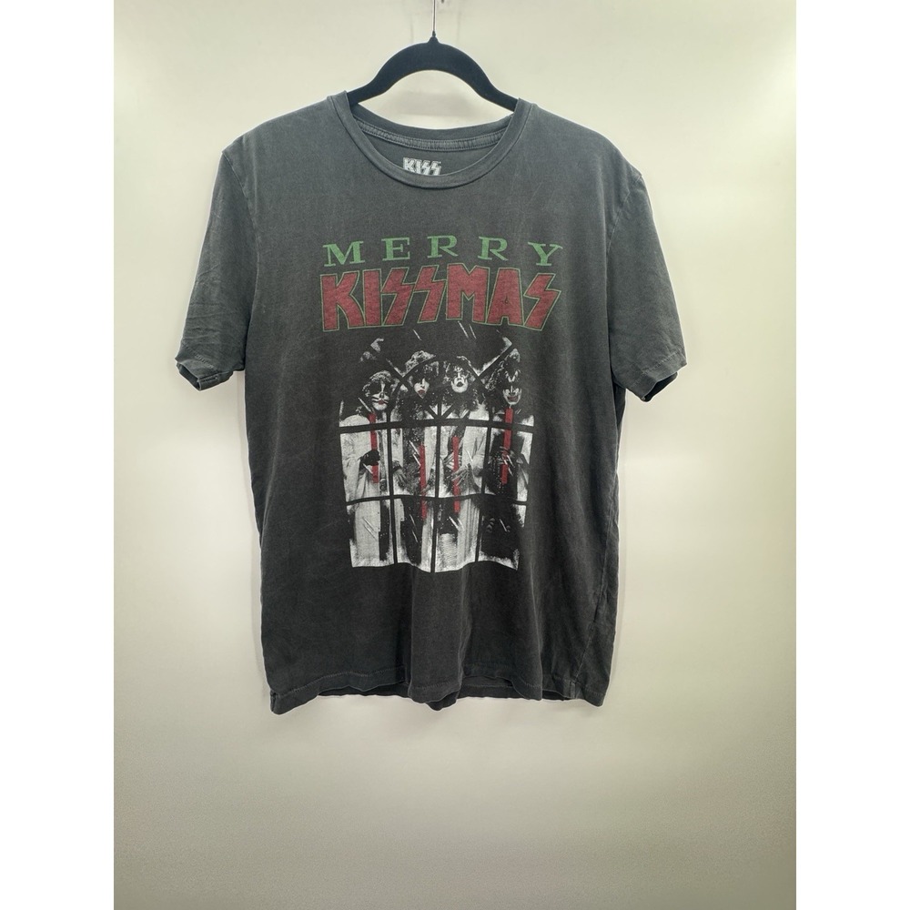 Retro Band M Tee Merry Kissmas KISS Single Stitch Black Top Holiday Novelty